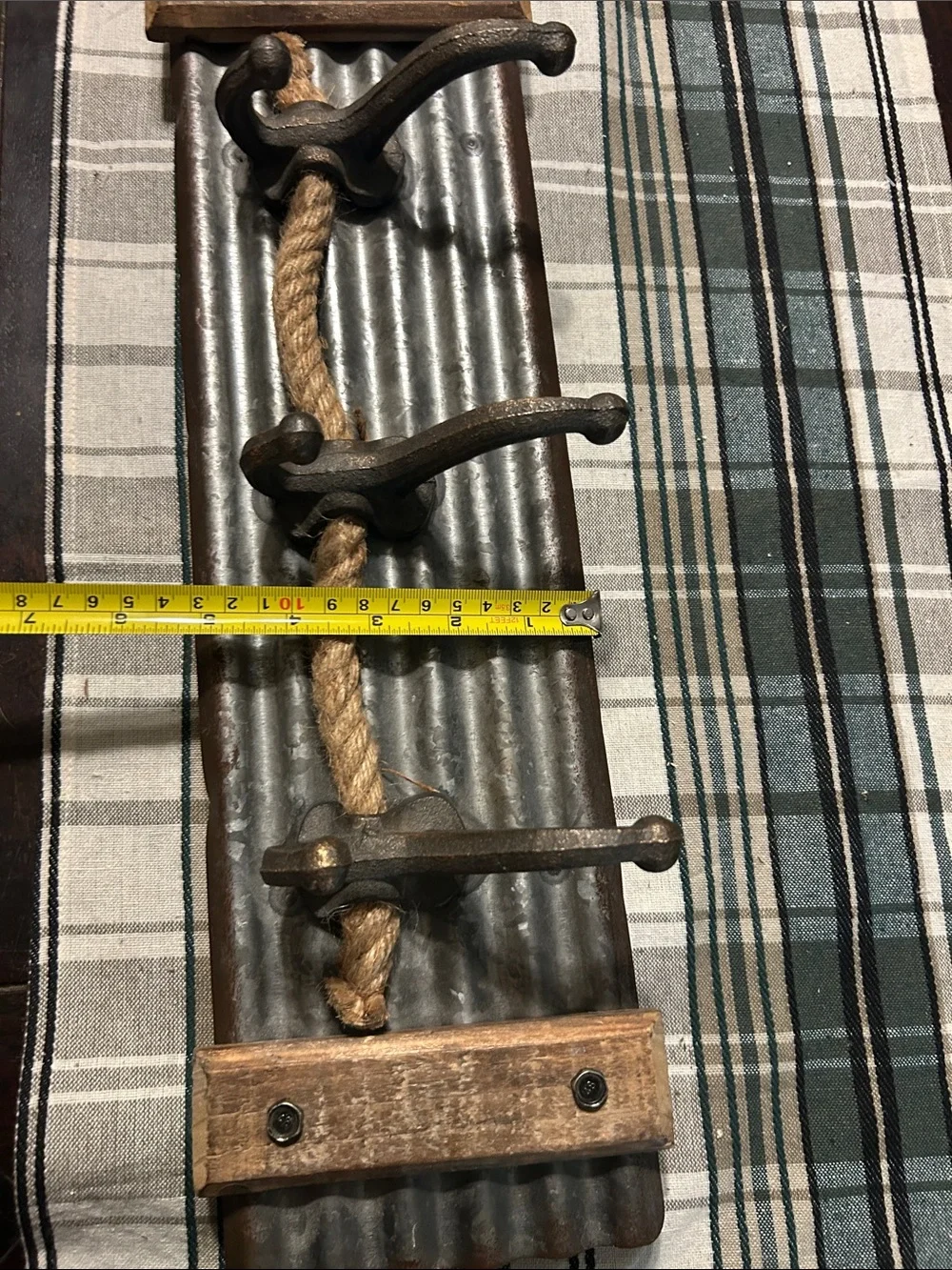 Rustic Metal and Rope Wall Hook - Brown